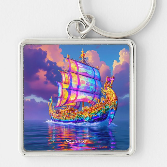 Chaveiro Fantasy Cute Rainbow Colors Ship (Frente)