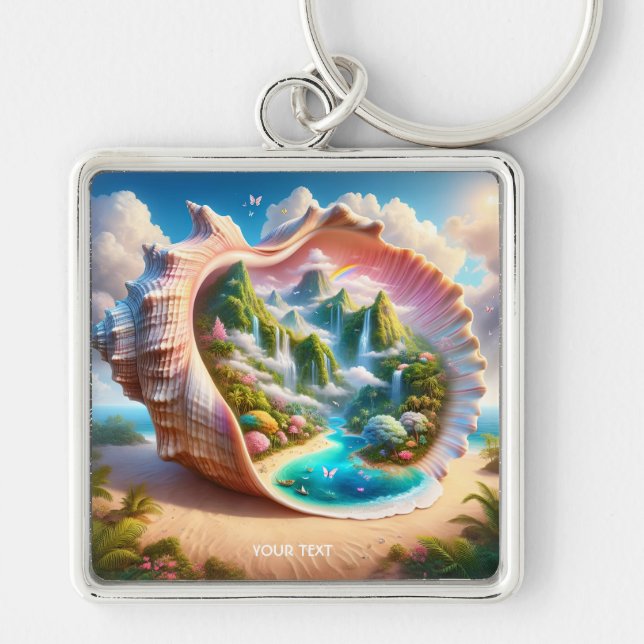 Chaveiro Fantasy Cute Seashell - Paisagem oculta (Frente)