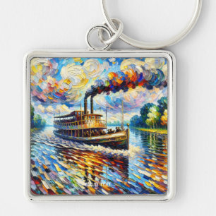 Chaveiro Fantasy Cute Steam Boat Ship