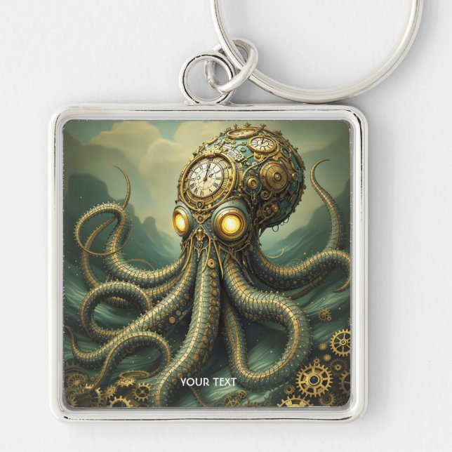 Chaveiro Fantasy Cute Steampunk Clock Kraken (Frente)