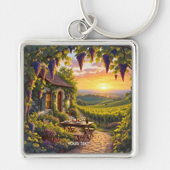 Chaveiro Fantasy Cute Vineyard Cottage Fields (Frente)