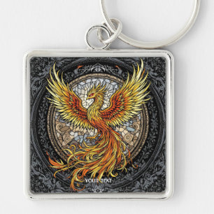 Chaveiro Fantasy Fênix Cinza Laranja