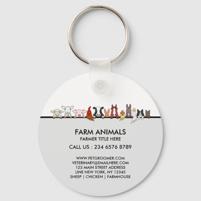 Chaveiro Farm Animals Sheep Chicken Cow brand gift (Frente)