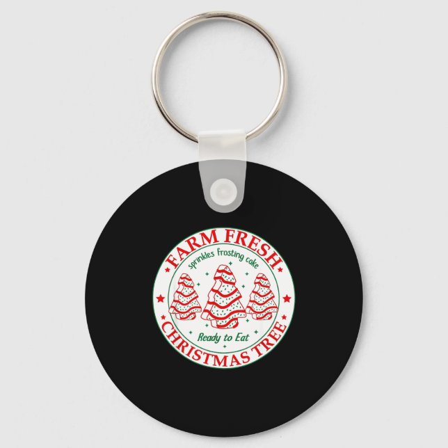 Chaveiro Farm Fresh Christmas Tree Cakes Retro Xmas Tree Fa (Frente)