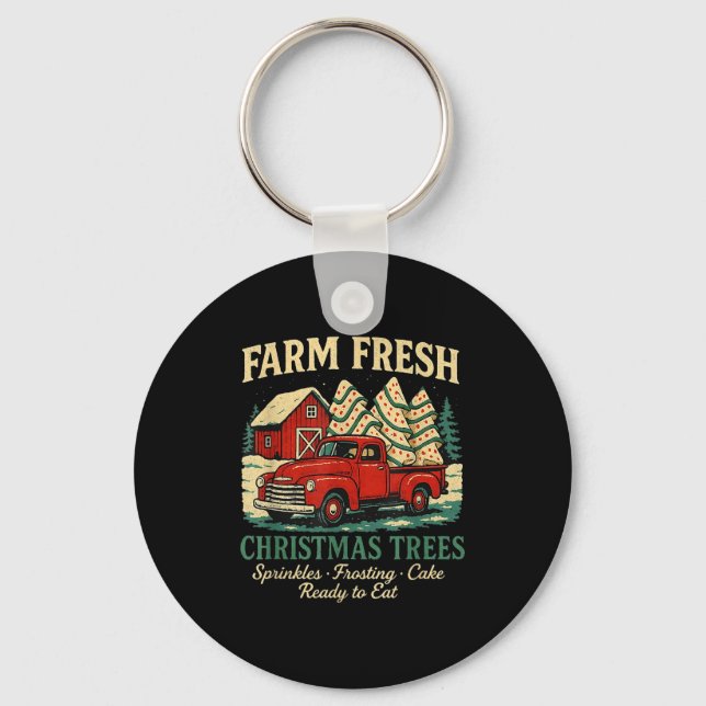 Chaveiro Farm Fresh Debbie Christmas Cake Retro Red Truck H (Frente)