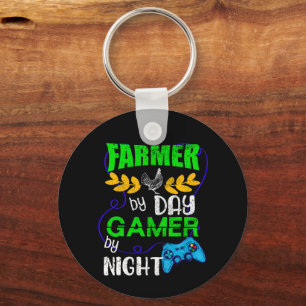 Chaveiro Farmer by Day Gamer by Night, Gaming Farmer