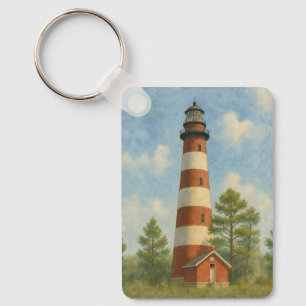 Chaveiro Farol de Assateague em Aquarela