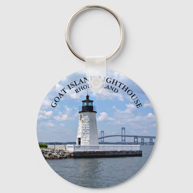 Chaveiro Farol de Goat Island, Rhode Island Round Keyring (Frente)