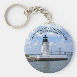 Chaveiro Farol de Goat Island, Rhode Island Round Keyring