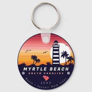 Chaveiro Farol de Myrtle Beach SC Retro Sunset Souvenirs