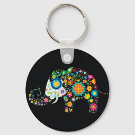 Chaveiro Fashion Floral de Elefante Bonito