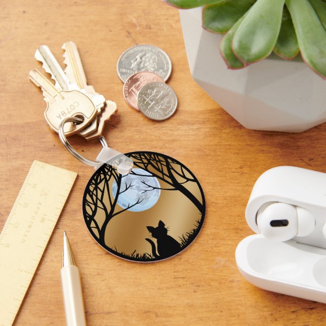Chaveiro Fat Cat Keychain Black Cat Gifts Pet Keychains (Mesa)