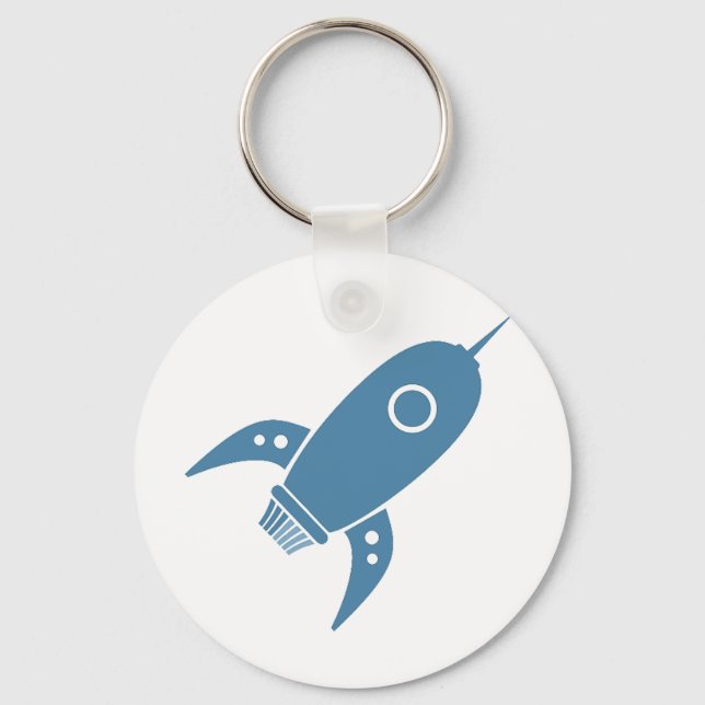 Chaveiro Fat Retro Rocket Ship Blue (Frente)