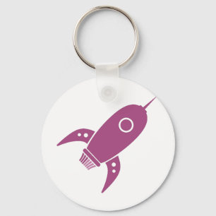 Chaveiro Fat Retro Rocket Ship Pink