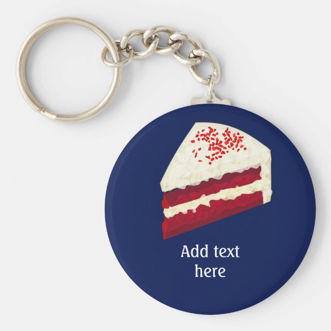 Chaveiro Fatia de Red Velvet Cake com seu nome, qualquer co (Frente)