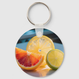 Chaveiro Fatias Cítricas Vibrantes Toranja Limão Lima Fresc