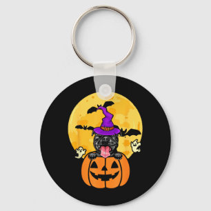 Chaveiro Fato de Halloween para Amante de Cão Pitbull Bruxa
