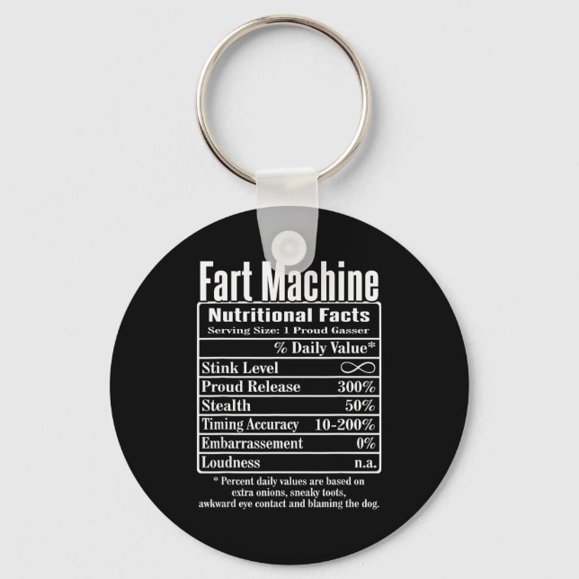 Chaveiro Fatos de Nutrição Máquina de Peidar Piadas de Pai  (Frente)