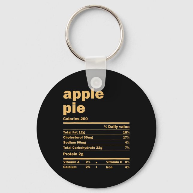Chaveiro Fatos Nutricionais da Apple Pie de Natal de Ação d (Frente)