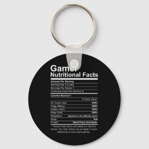 Chaveiro Fatos Nutricionais de Gamer Legal Jogo de Vídeo de
