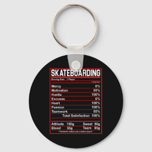 Chaveiro Fatos Nutricionais Divertidos de Skate Patinação d