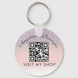 Chaveiro Faux Glitter Business QR Code Monogrammed