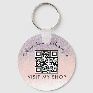 Chaveiro Faux Glitter Business QR Code Monogrammed