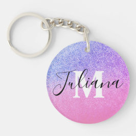 Chaveiro Faux Glitter Duas Toneladas Rosa Monograma Bold