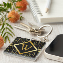 FAUX Gold Geometric Pattern INITIAL only on BLACK