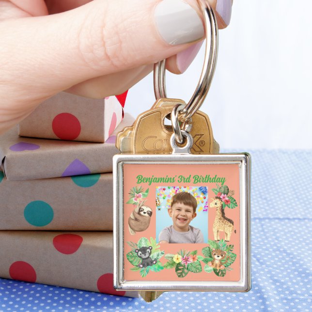 Chaveiro Favor de Aniversário de criança de Bebês Tropicais (Criador carregado)