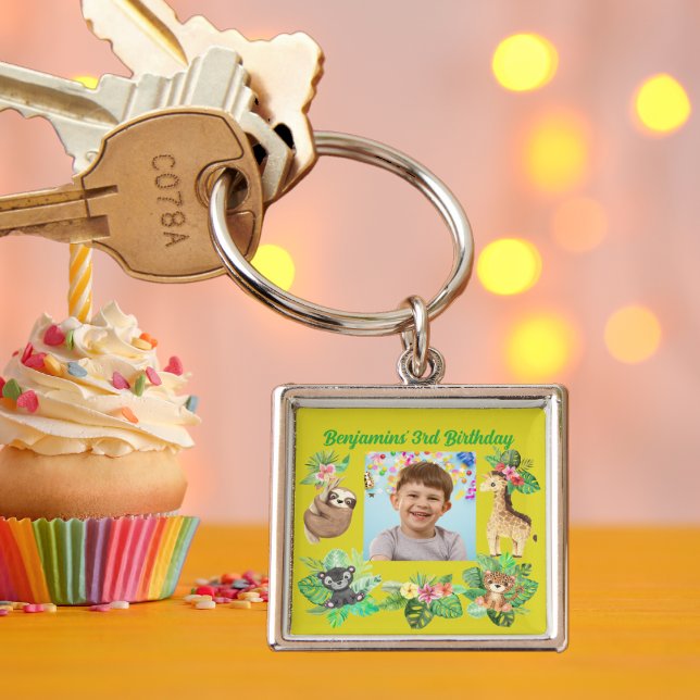 Chaveiro Favor de Aniversário de criança de Bebês Tropicais (Criador carregado)