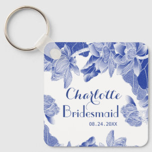 Chaveiro Favor de Casamento de Bridesmaid White Azul Person