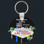 Chaveiro Favor de Casamento de Las Vegas<br><div class="desc">O favor do casamento de Las Vegas - uma chaveiro personalizada que apresenta a famosa bem-vinda ao fabuloso sinal de Las Vegas. Altere o texto,  bem como a cor e o estilo da fonte,  clicando em personalizar e,  na próxima tela,  selecione "clique para personalizar mais".</div>