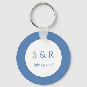 Chaveiro Favor de casamento minimalista em azul poeirento m