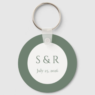 Chaveiro Favor de casamento minimalista em verde sálvia mod