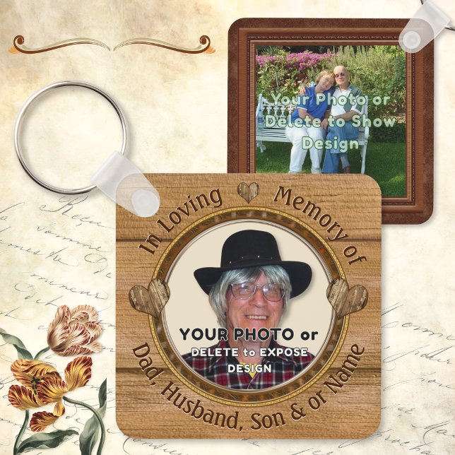Chaveiro Favor de Funeral Personalizado com Foto. Memorial  (Funeral keepsakes for guests with 1 or 2 Photos or delete. Memorial keychains. Photo memory gifts.)