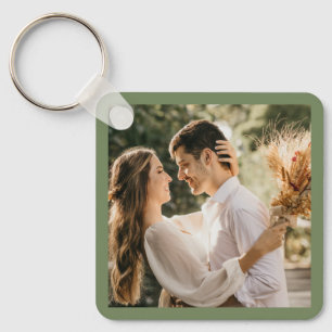 Chaveiro Favor do Casamento de Foto Verde Sage Elegante Sim
