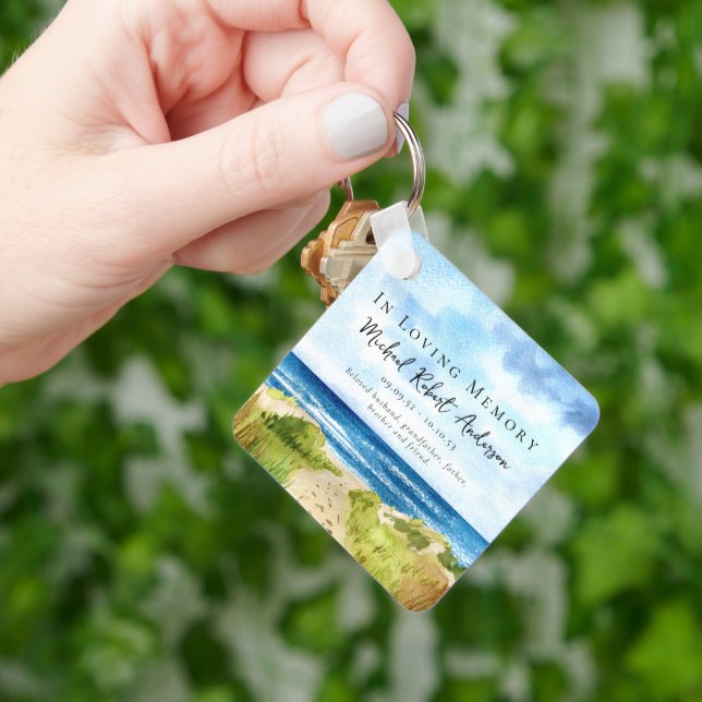 Chaveiro Favor do Funeral Memorial do Beach Ocean (Mão)