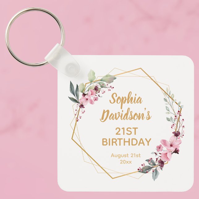 Chaveiro Favor do Partido Elegante aniversário de 21 anos (Elegant 21st Birthday Party Favor Keychain - A Glamorous Keepsake of Celebration 🌸🔑)