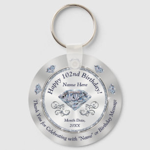 Chaveiro Favor Personalizado para o 102º Aniversário dela,
