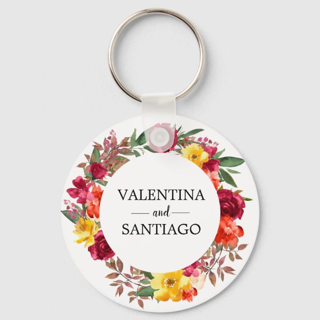 Chaveiro Favor Rustic Fall Floral Wedding (Frente)