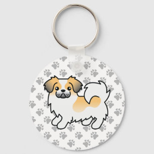 Chaveiro Fawn Sable Partier-Color Tibetan Spaniel Cute Dog