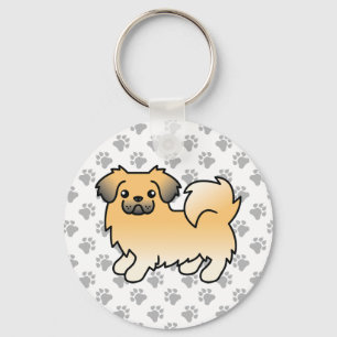 Chaveiro Fawn Sable Tibetan Spaniel Cute Cartoon Dog