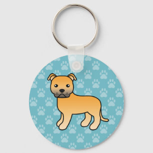 Chaveiro Fawn Staffordshire Bull Terrier Dog Azul