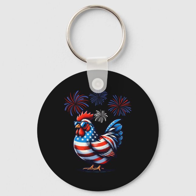 Chaveiro Fazenda de frango azul-vermelho 4º O (Frente)