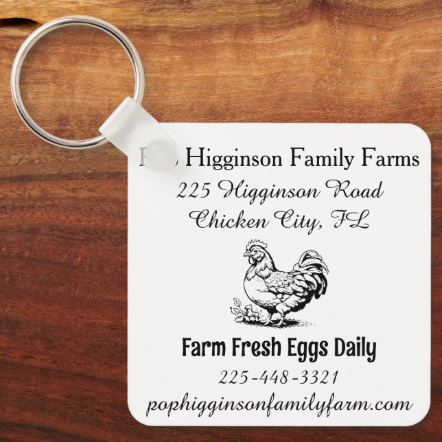 Chaveiro Fazenda Rustic Vintage Chicken (Frente)