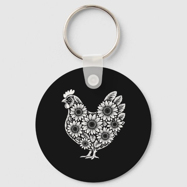 Chaveiro Fazendeiro de Frango Floral (Frente)