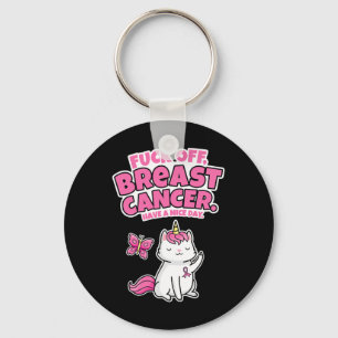 Chaveiro Fck Off Breast Cancer Unicorn cat Butterfly Divert