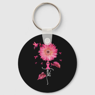 Chaveiro Fé de Margarida de Fita Rosa - Consciência do Canc