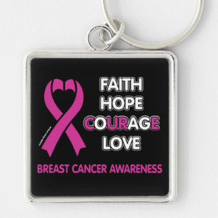 Chaveiro Fé Esperança Coragem Amor... Cancer De Mama